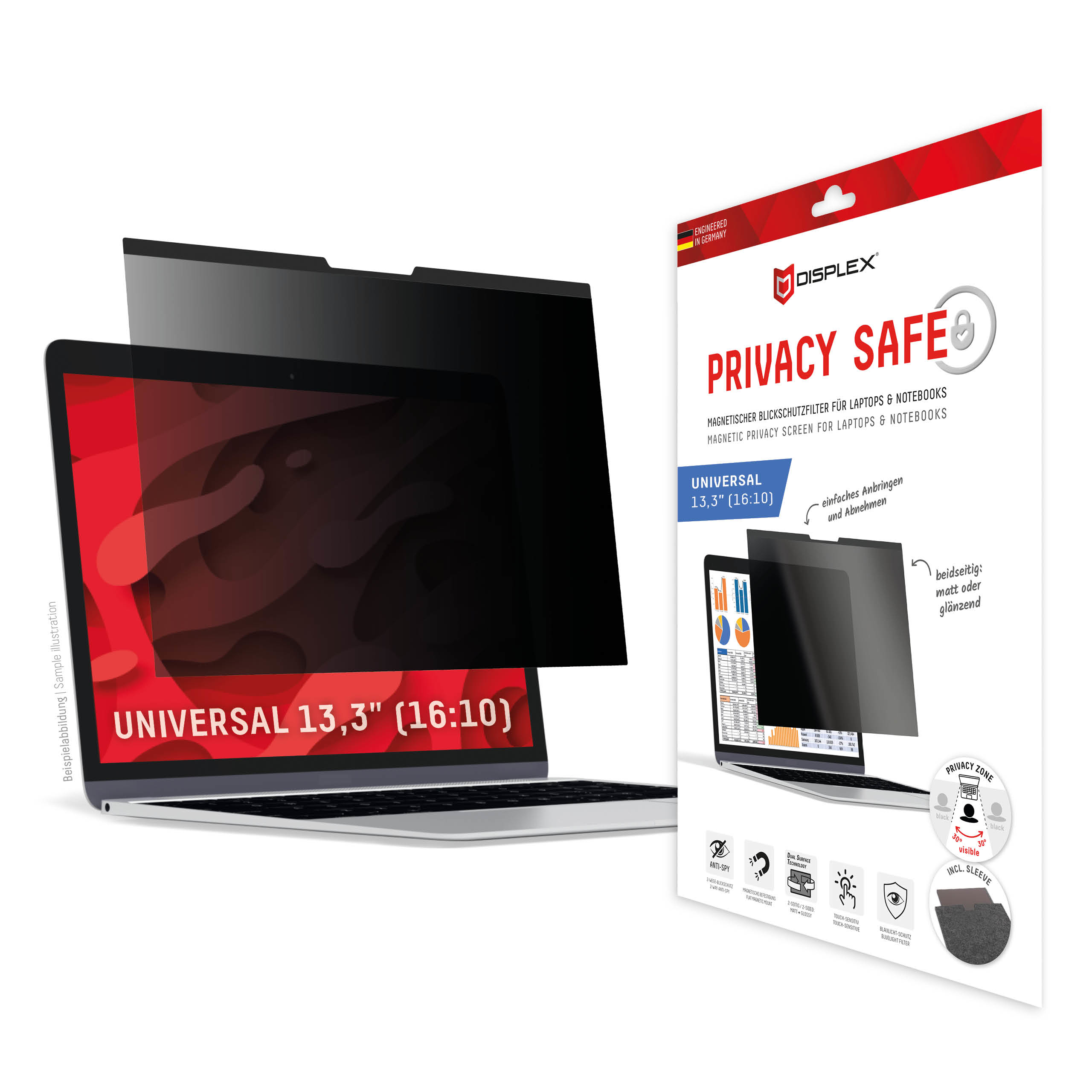 DISPLEX Privacy Safe Blickschutzfolie 13,3 Zoll