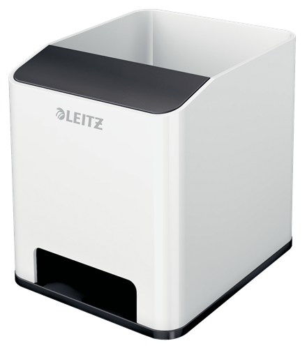 LEITZ Stiftehalter WOW Duo Colour perlweissschwarz Polystyrol 2 Faecher 9,0 x 10,1 x 10,0 cm