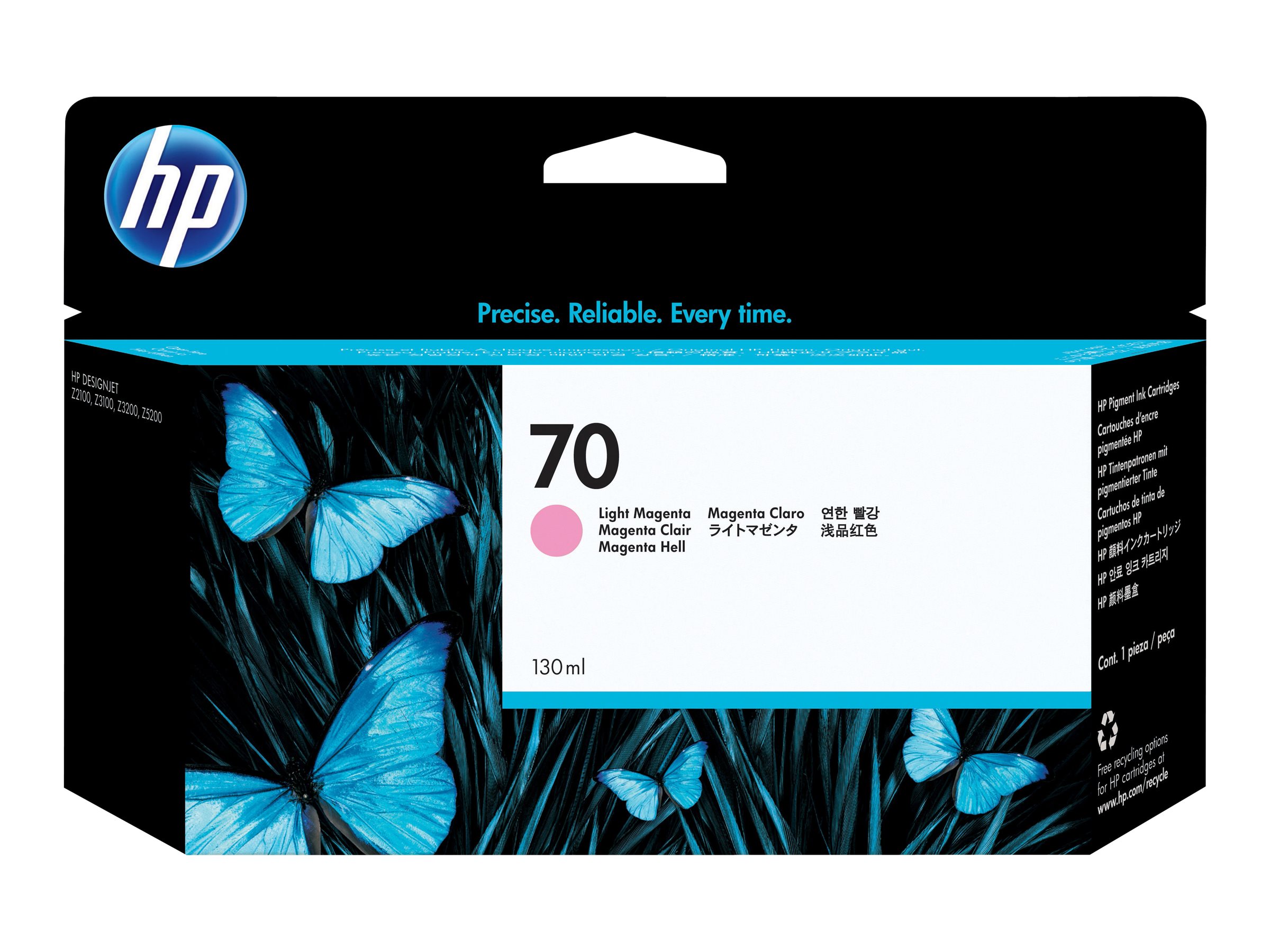 HP 70 original Ink cartridge C9455A light magenta standard capacity 130ml 1-pack with Vivera Ink cartridge HP 70 original Ink cartridge C9455A light magenta standard capacity 130ml 1-pack with Vivera Ink cartridge