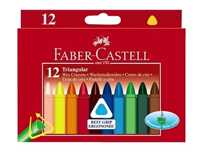 FABERCASTELL Triangular Wachsmalstifte farbsortiert, 12 St