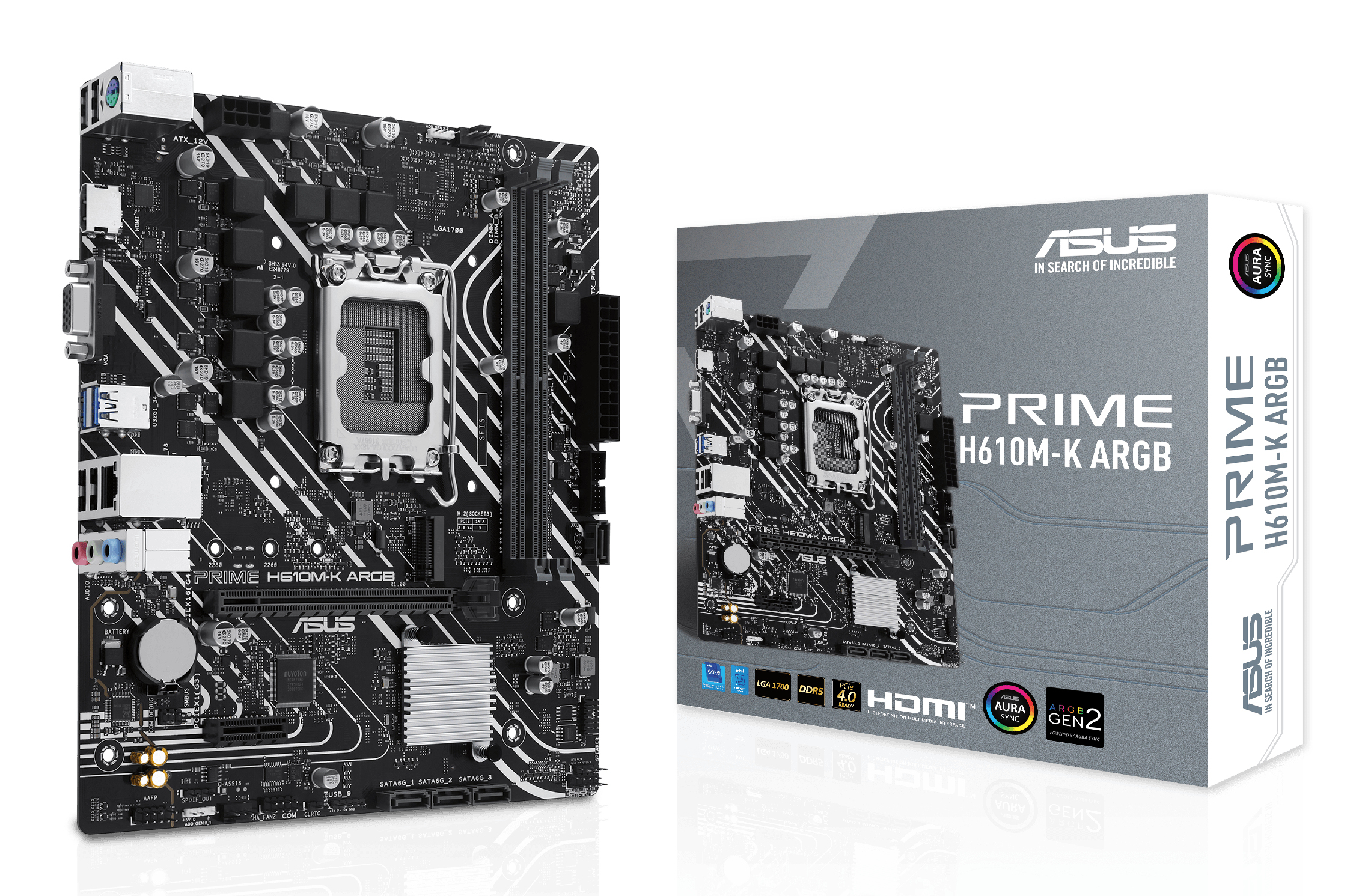 ASUS PRIME H610MK ARGB LGA 1700 2DDR5 microATX 4xSATA MB 1xHDMI 21 1xDSub 1xM2