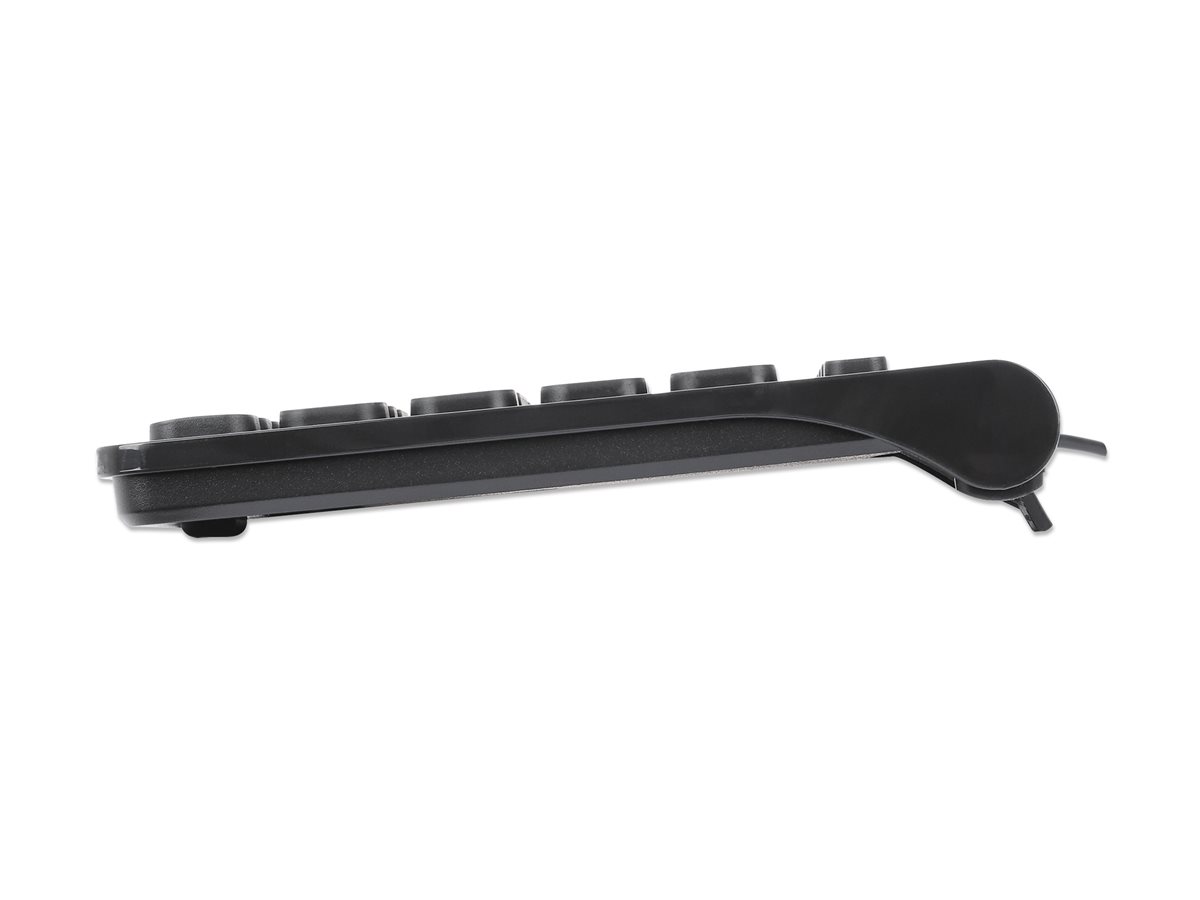 MANHATTAN Slim USB Mini-Tastatur 12 Multimedia-/Funktionstasten integriertes 1,5 m USB-A-Kabel kompaktes flaches Format schwarz