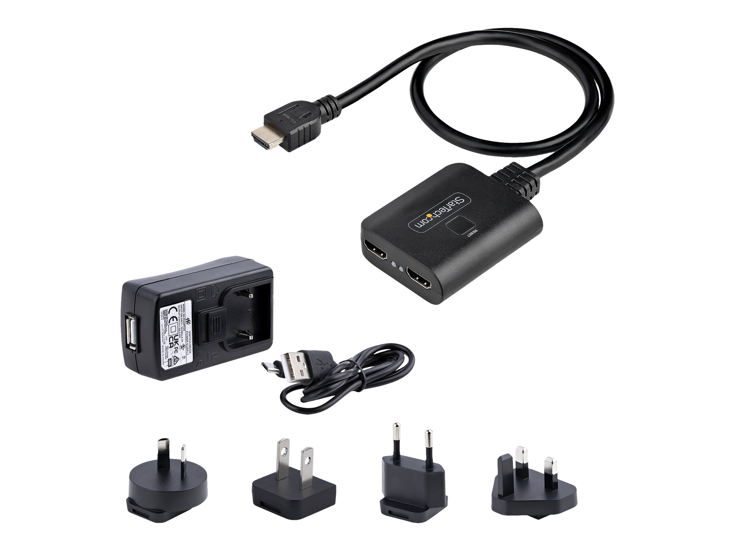 StarTech 2-Port HDMI Splitter - 4K 60Hz, 1 In 2 Out, 50cm - USB- oder Netzbetrieb