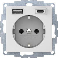 Berker Steckdose SCHUKO 48041909 USB A-C S.1 polarweiß matt Berker Steckdose SCHUKO 48041909 USB A-C S.1 polarweiß matt