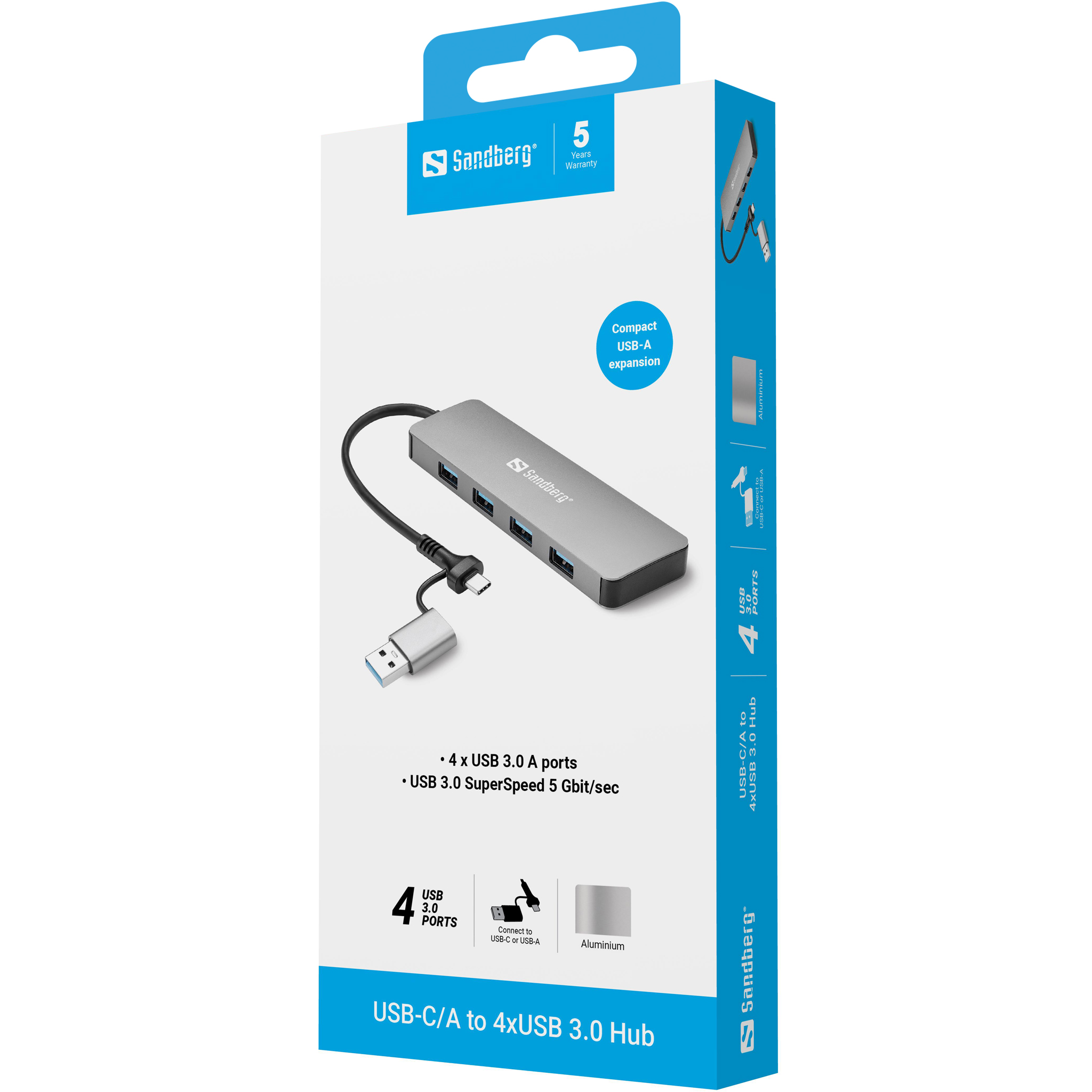 SANDBERG USBCA to 4xUSB 30 Hub