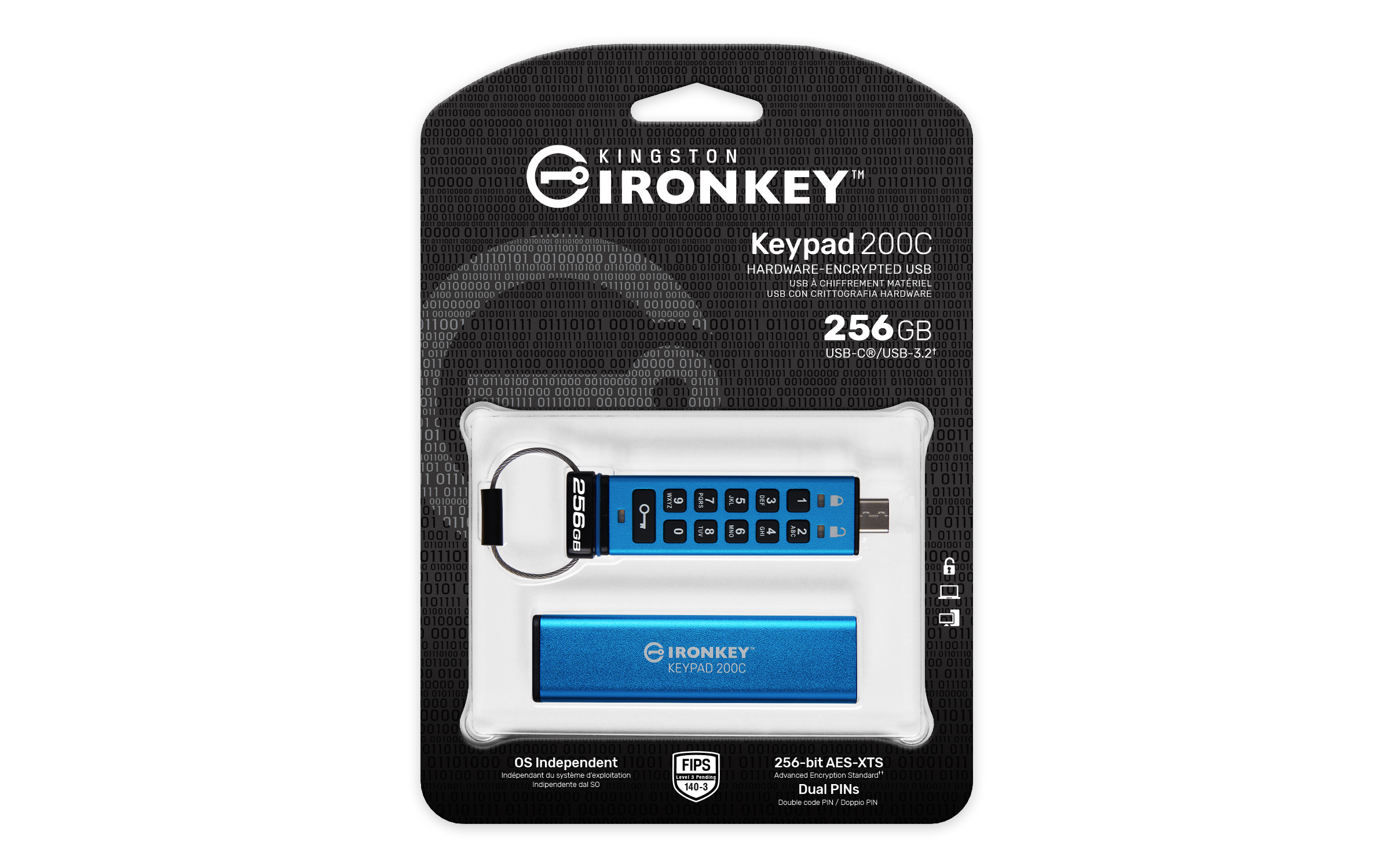 Kingston IronKey Keypad 200C 256GB AES-256 USB-C