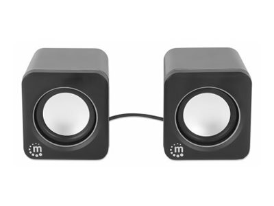 MANHATTAN Lautsprecher für PC und Laptop 2600 Series zwei verbundene Lautsprecher 1,4 m USB-Kabel USB-C/USB-A-Adapter schwarz/silber