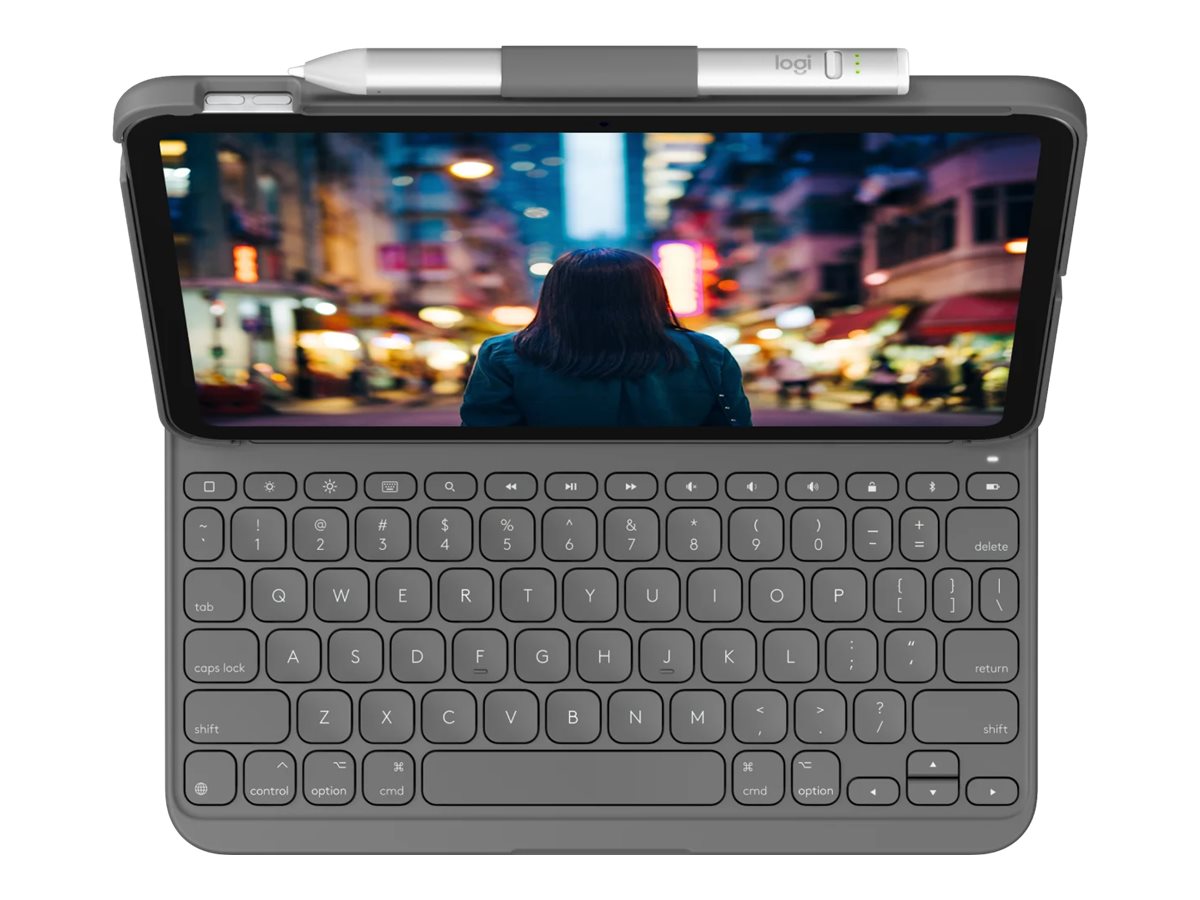 Logitech Slim Folio Tastatur-Case fuer iPad 10,9" (10.Gen) & A16- oxford grau Logitech Slim Folio Tastatur-Case fuer iPad 10,9" (10.Gen) & A16- oxford grau