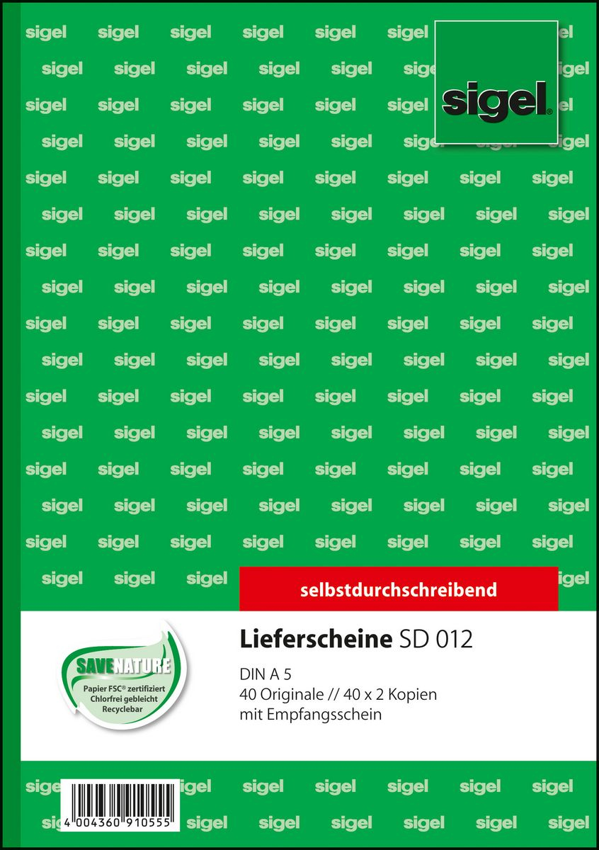 SIGEL Lieferschein mit Empfangsschein Formularbuch SD012, 1 St
