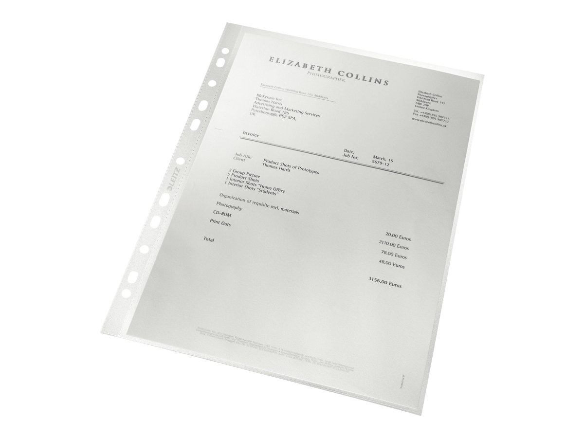 100 LEITZ Prospekthuellen recycle 4791 DIN A4 transparent genarbt 0,10 mm