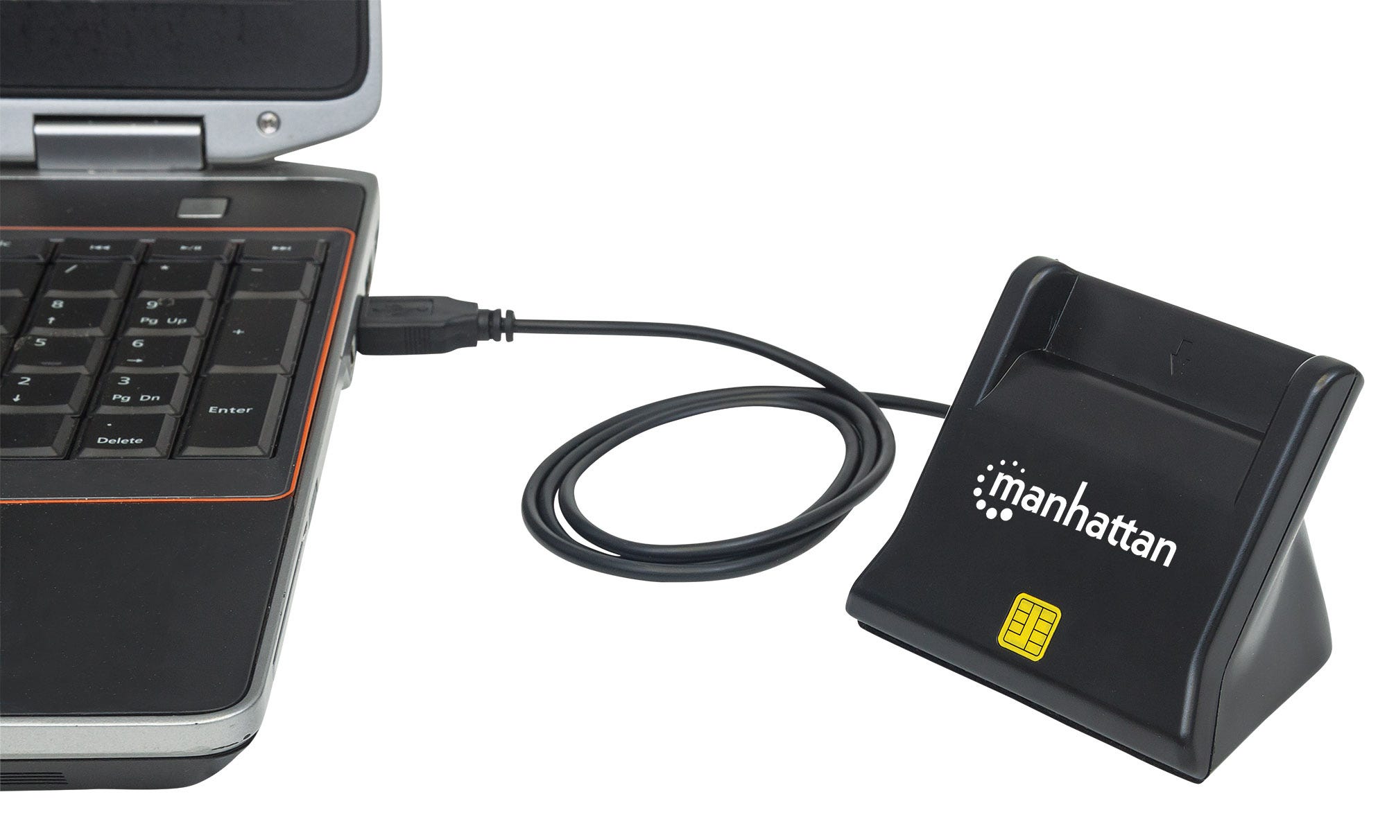 MANHATTAN USBSIMKartenlesegeraet mit Standfuss USBSmartcard USB 20 Kontaktlesegeraet schwarz
