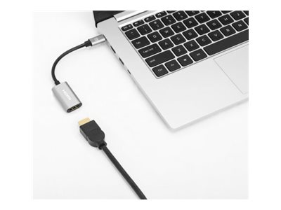 MANHATTAN 4K60Hz USB-C auf HDMI-Adapter USB 3.2 Typ C-Stecker auf HDMI-Buchse aktiver Konverter Aluminium Space Grau