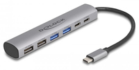 6 Port USB Hub mit 4 x USB Typ-A Buchse und 2 x USB Type-C™ Buchse