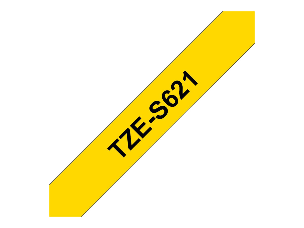 Brother TZe-S621 - Extra starker Klebstoff - Schwarz auf Gelb - Rolle (0,9 cm x 8 m)