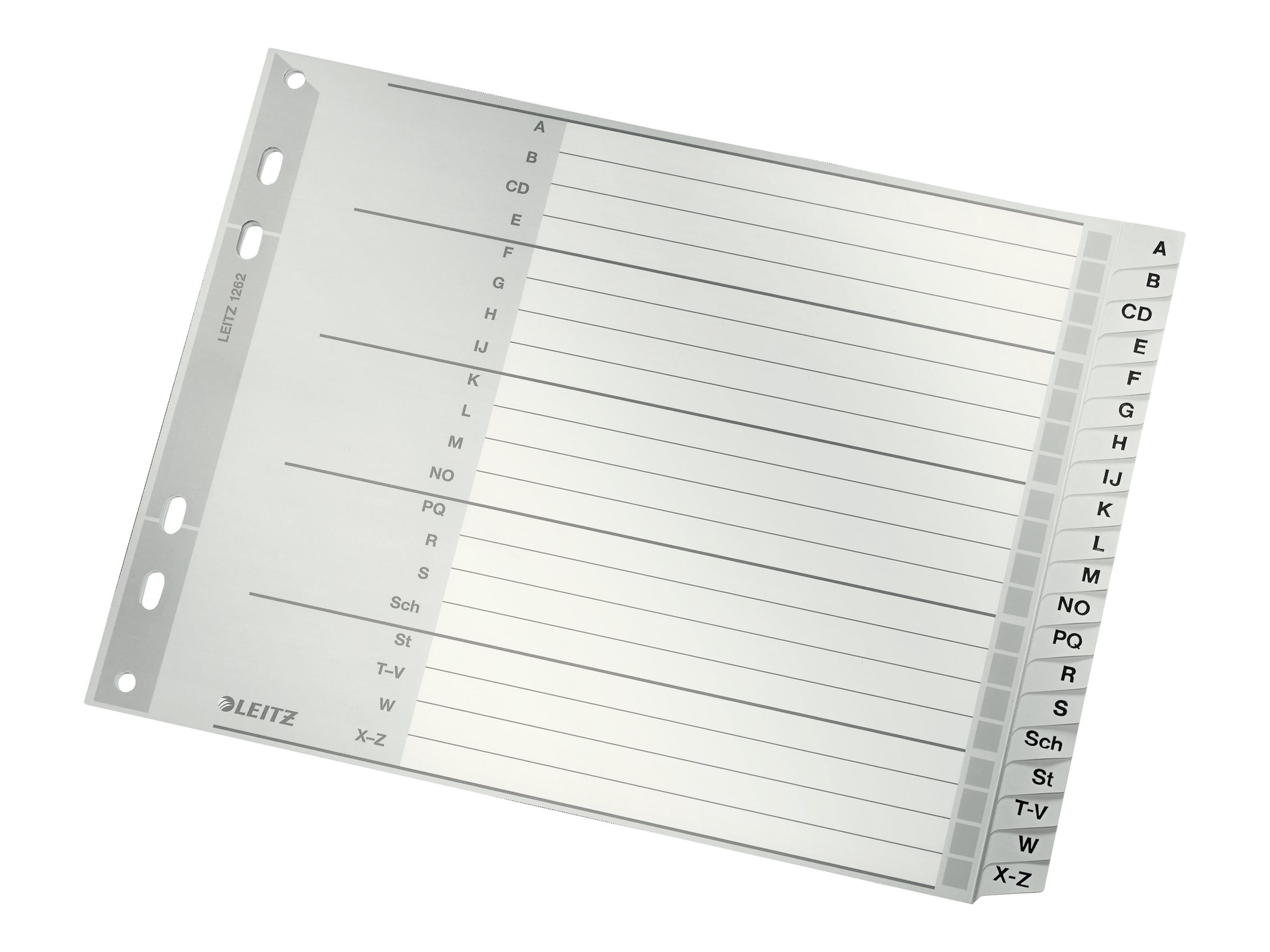 LEITZ Ordnerregister 1262 Halbformat, ueberbreite A-Z grau 20-teilig, 1 Satz LEITZ Ordnerregister 1262 Halbformat, ueberbreite A-Z grau 20-teilig, 1 Satz