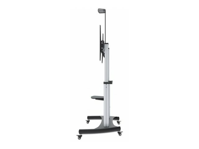 MANHATTAN Premium TV-Staender auf Rollen Traglast bis 100kg 60Z bis 100Z neigbar hoehenverstellbar 2 Fachboeden silber/schwarz MANHATTAN Premium TV-Staender auf Rollen Traglast bis 100kg 60Z bis 100Z neigbar hoehenverstellbar 2 Fachboeden silber/schwarz