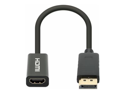 MANHATTAN 4K60Hz Aktiver DisplayPort auf HDMI-Adapter DisplayPort-Stecker auf HDMI-Buchse Kabeladapter mit Dongle schwarz