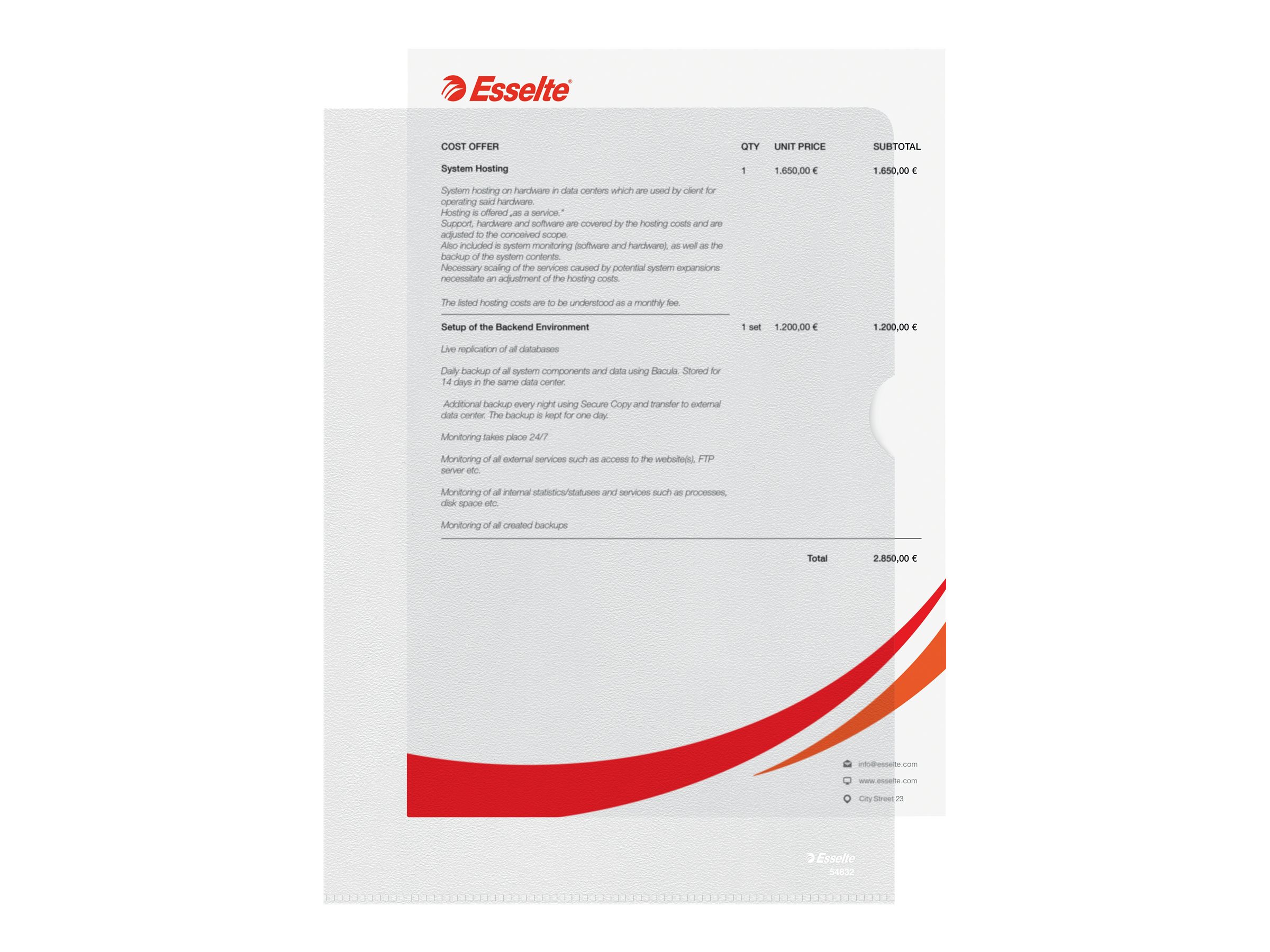 100 Esselte Sichthuellen DIN A4 transparent genarbt 0,11 mm