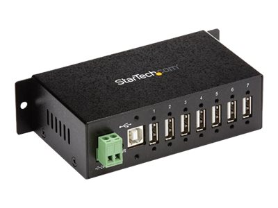 StarTech.com Industrieller montierbarer 7 Port USB 2.0 Hub - Schwarz - Hub - 7 Anschlüsse