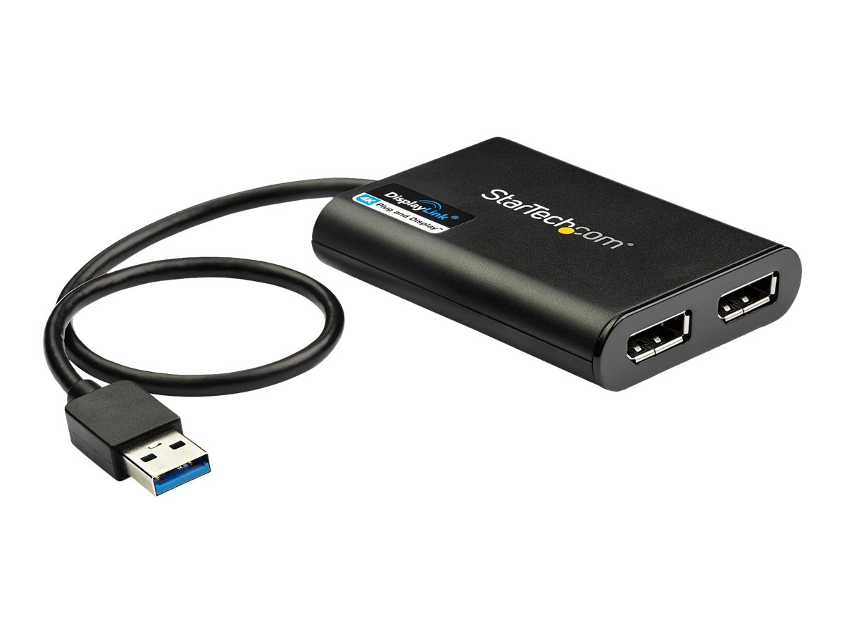 Adapter USB30 ST 2x DisplayPort BU 4K 60Hz 30cm StarTechcom Black
