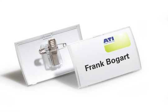 25 DURABLE Click Fold Namensschilder mit Kombiklemme 7,5 x 4,0 cm