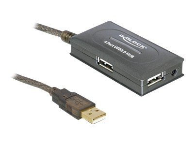 Delock USB 2.0 Verl?ngerungskabel 10 m aktiv mit 4 Port Hub