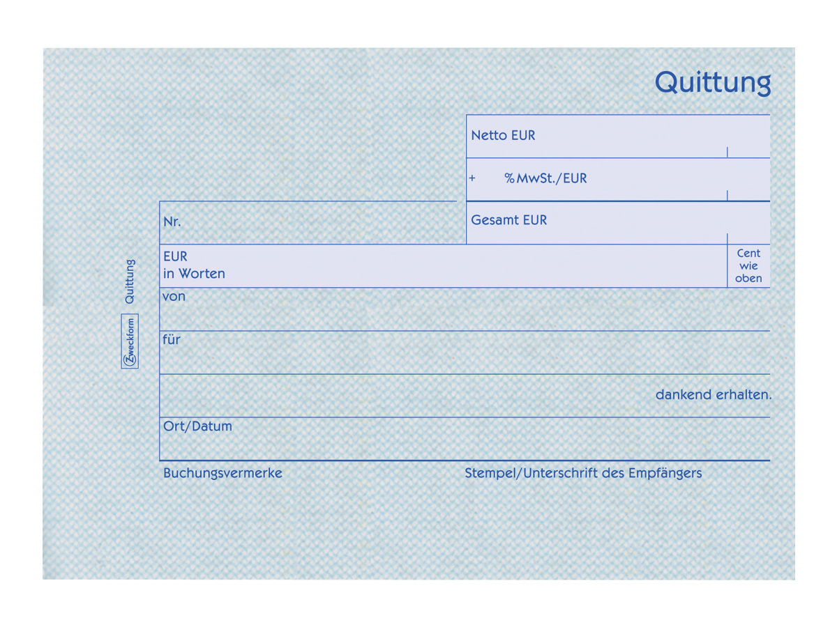 AVERY Zweckform Quittung, MwSt. separat ausgewiesen Formularbuch 1250 AVERY Zweckform Quittung, MwSt. separat ausgewiesen Formularbuch 1250