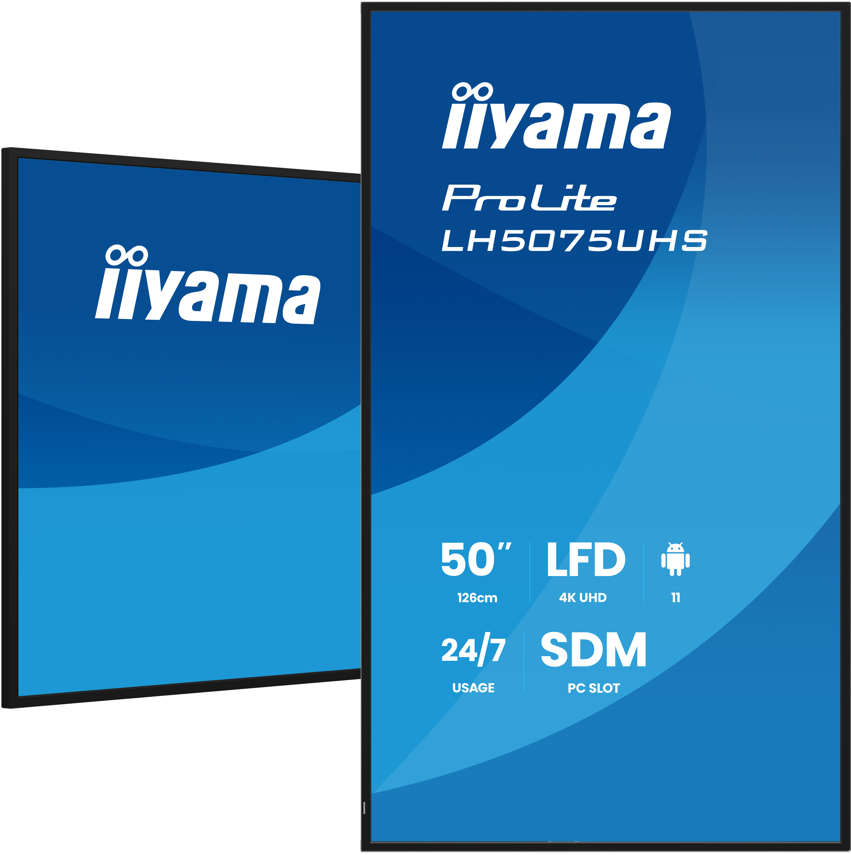 IIYAMA LH5075UHSB2AG 127cm 50Zoll 3840x2160 UHD VA panel Haze 25perc 500cdm2 Landscape and Portrait Signal FailOver Speakers