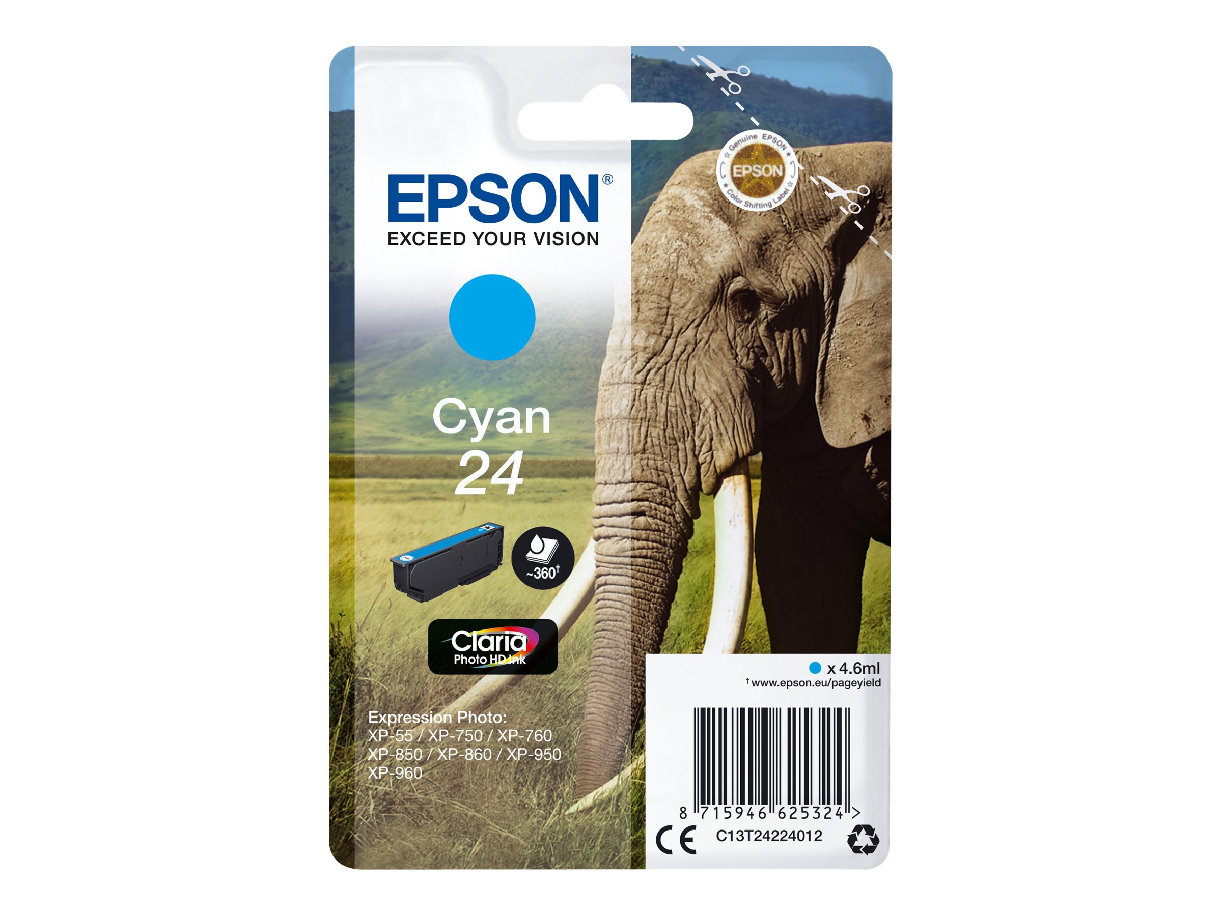 C13T24224012 EPSON XP Tinte cyan ST 360