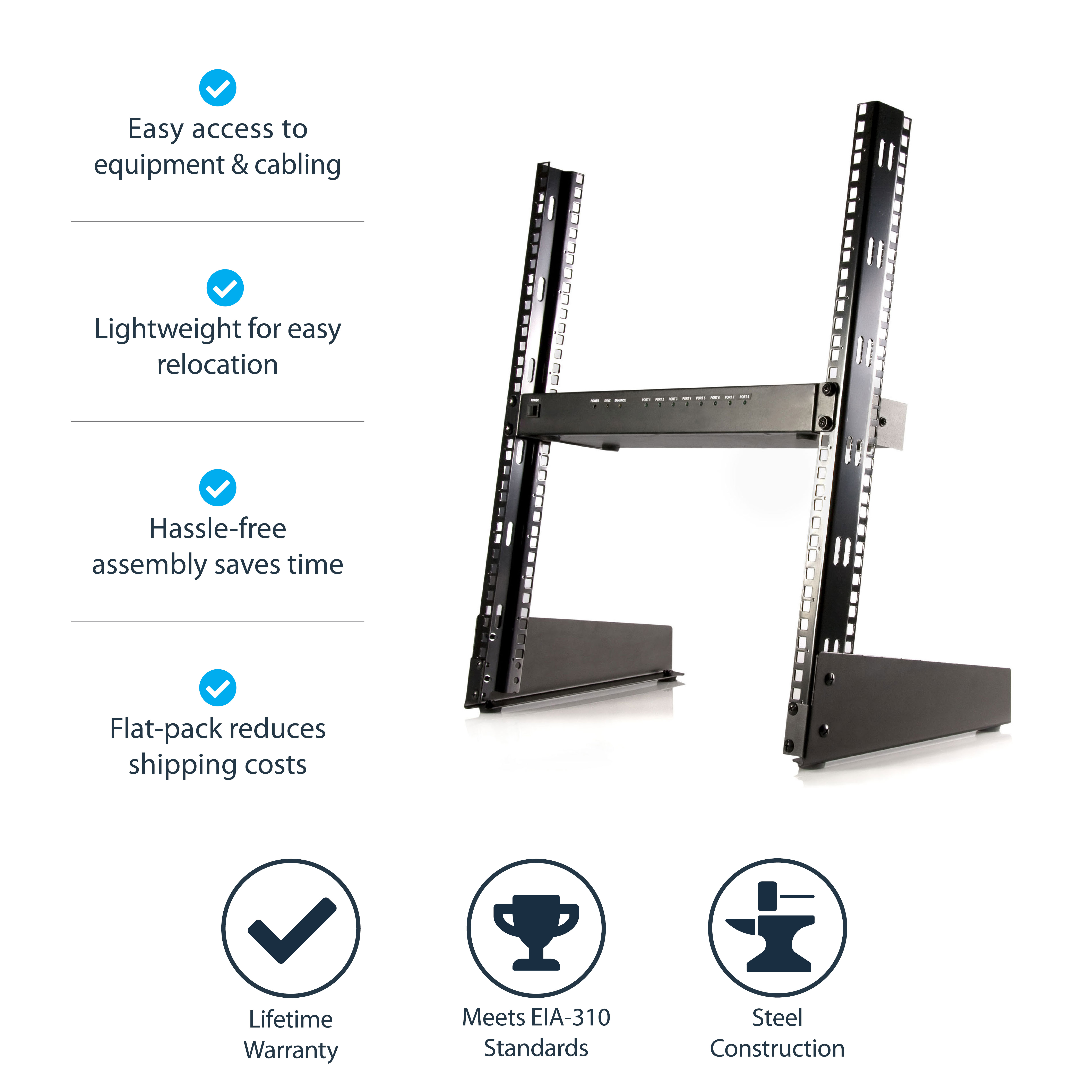STARTECH.COM 12U 19in Desktop Open Frame 2 Post Rack