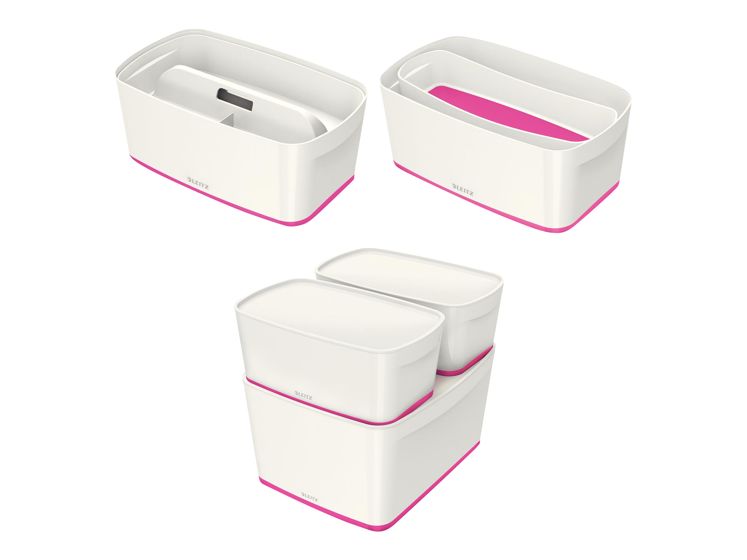 LEITZ MyBox Aufbewahrungsbox 5,0 l perlweiss/pink 31,8 x 19,1 x 12,8 cm LEITZ MyBox Aufbewahrungsbox 5,0 l perlweiss/pink 31,8 x 19,1 x 12,8 cm
