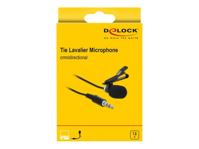 Delock Krawatten Lavalier Mikrofon Omnidirektional mit Clip 3,5 mm Klinke 3 Pin