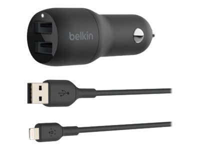 Dual USB-A Kfz-Ladegerät incl. Lightning Kabel 1m 24W b Dual USB-A Kfz-Ladegerät incl. Lightning Kabel 1m 24W b