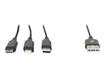 ASSMANN USB Ladekabel USB A - Lightning+micro B+Type-C 1m 3in1 cable cotton CE bl