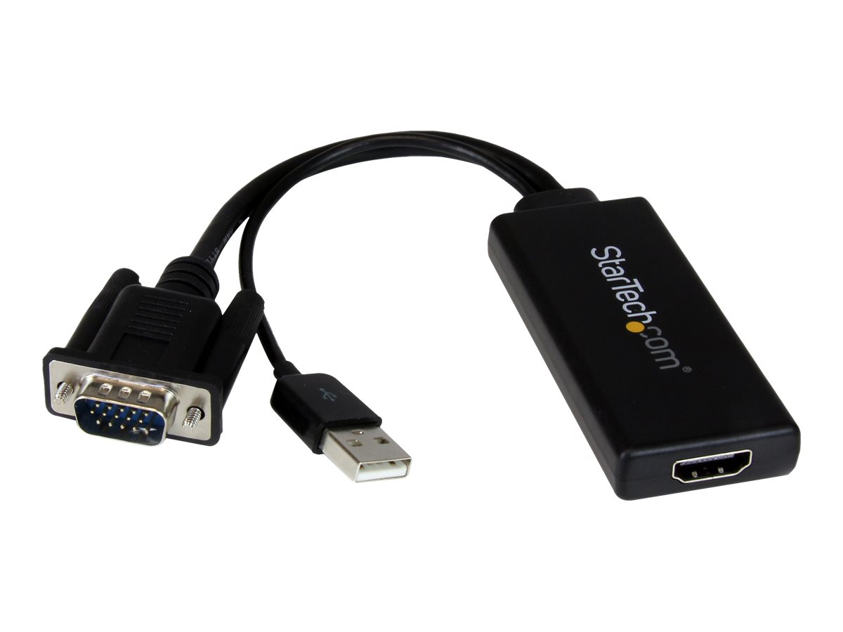 StarTech.com VGA-auf-HDMI-Adapter mit USB-Audio & -Stromversorgung - Mobiler VGA-auf-HDMI-Konverter - 1080p - Videoschnittstellen-Converter - HDMI/VGA/Audio/USB - 26 cm