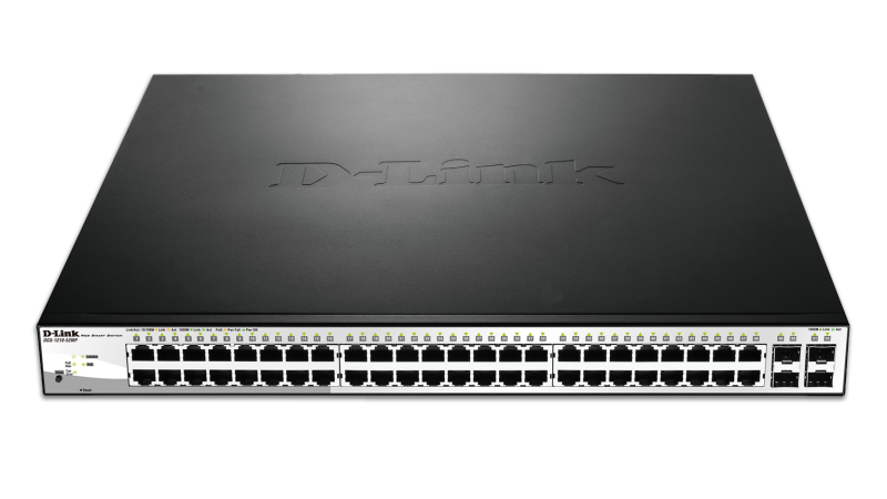 DLINK DGS121052MPE 52Port smart managed PoE Gigabit Switch 48x 101001000BASET PoE 4x TP Combo PortSFP Slot 370W PoE Kapaz