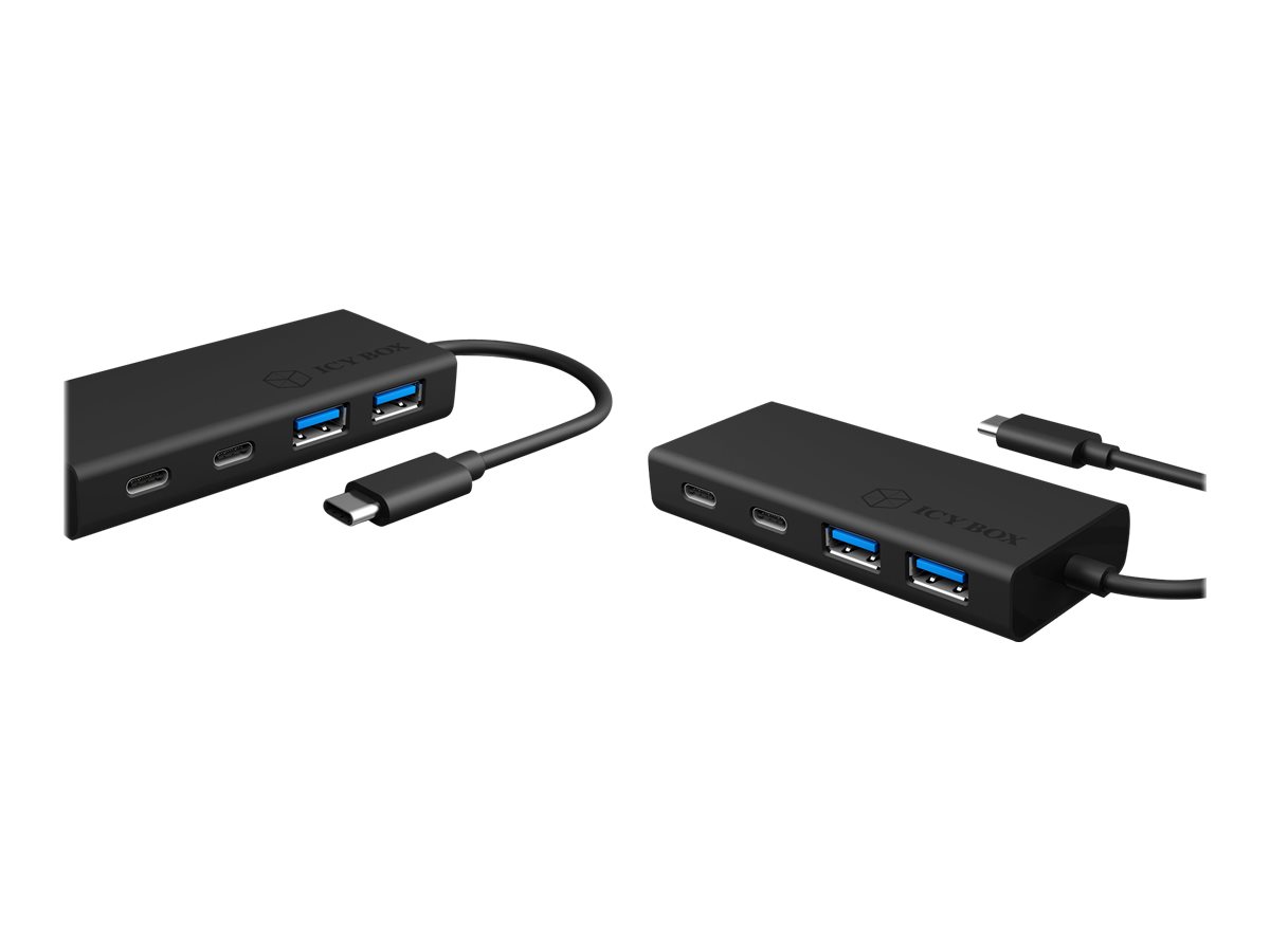 ICY BOX Type-C Hub mit 2x USB 3.0 IB-HUB1426-CPD 2xType-A Ports und 2x USB Type-C bis zu 5 Gbit/s 1 x USB Type-C Power Delivery