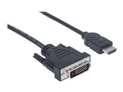 MANHATTAN HDMI / DVI Kabel 1,8m schwarz HDMI 19-Pol Stecker auf DVI-D 24+1 Stecker. vergoldete Kontakte MANHATTAN HDMI / DVI Kabel 1,8m schwarz HDMI 19-Pol Stecker auf DVI-D 24+1 Stecker. vergoldete Kontakte