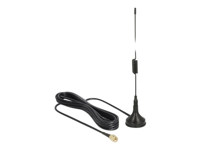 DELOCK GSM UMTS LTE Antenne SMA Stecker 2 dBi starr omnidirektional mit Anschlusskabel RG174 25m outdoor schwarz