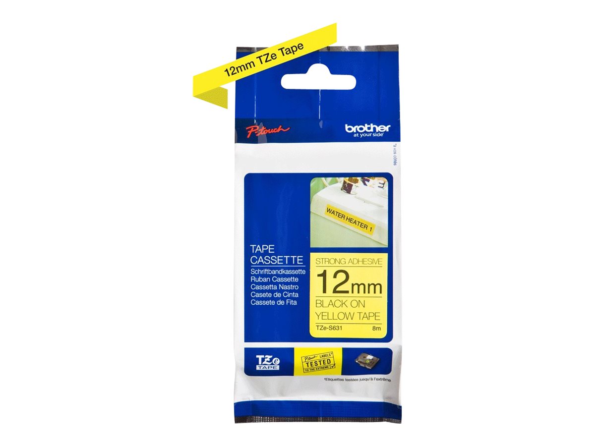 Schriftband TZeS631 extra st Schwarz auf Gelb 12mm x 8m