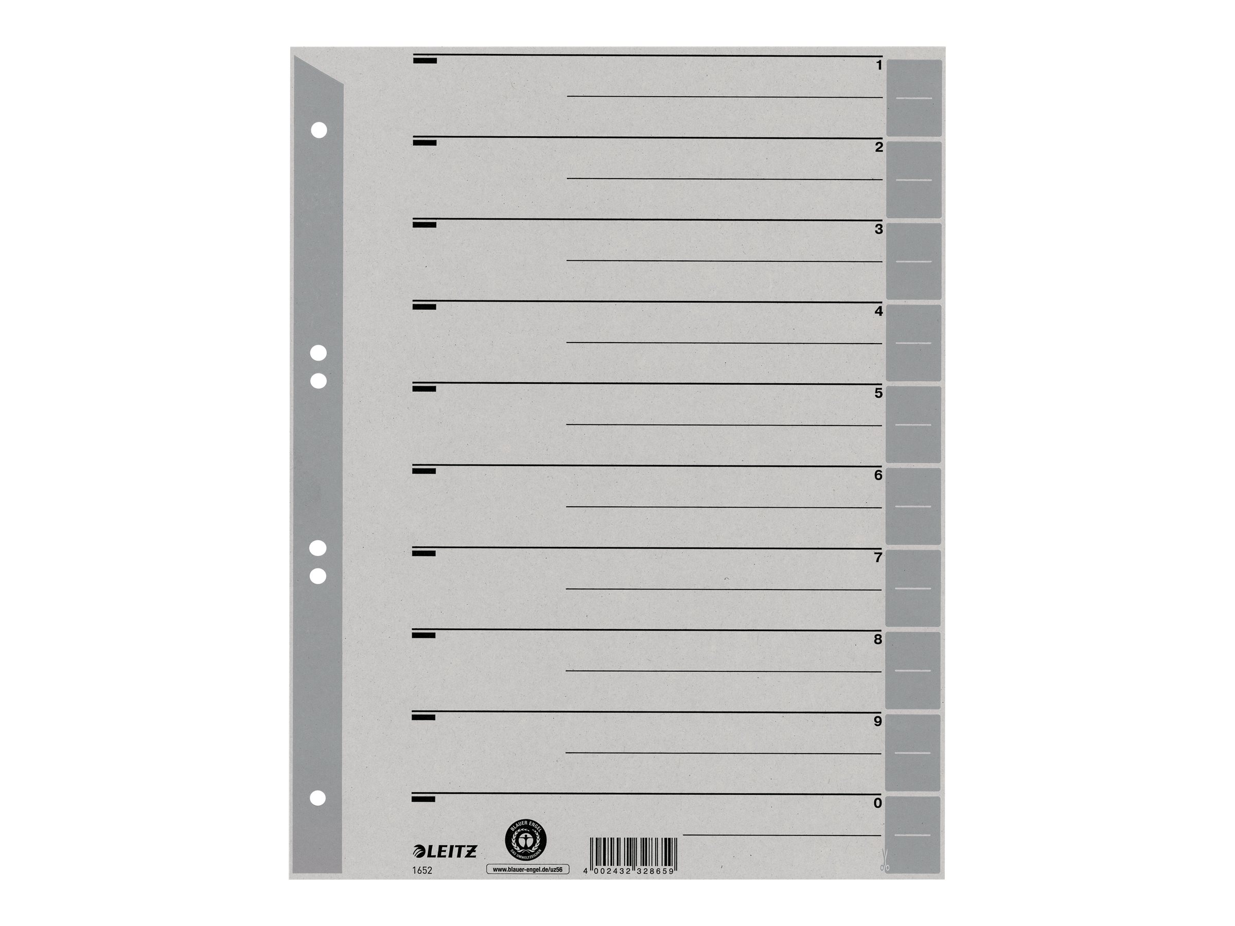 LEITZ Trennblaetter 1652 1-0 grau, 100 St. LEITZ Trennblaetter 1652 1-0 grau, 100 St.
