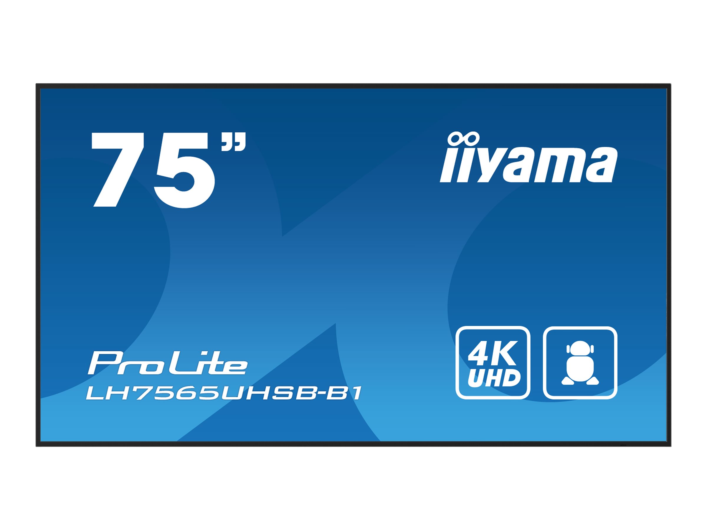 IIYAMA LH7565UHSB-B1 190,5cm 75Zoll 3840x2160 UHD VA panel 800cd/m2 1200:1 Static Contrast 8ms Landscape or Portrait mode
