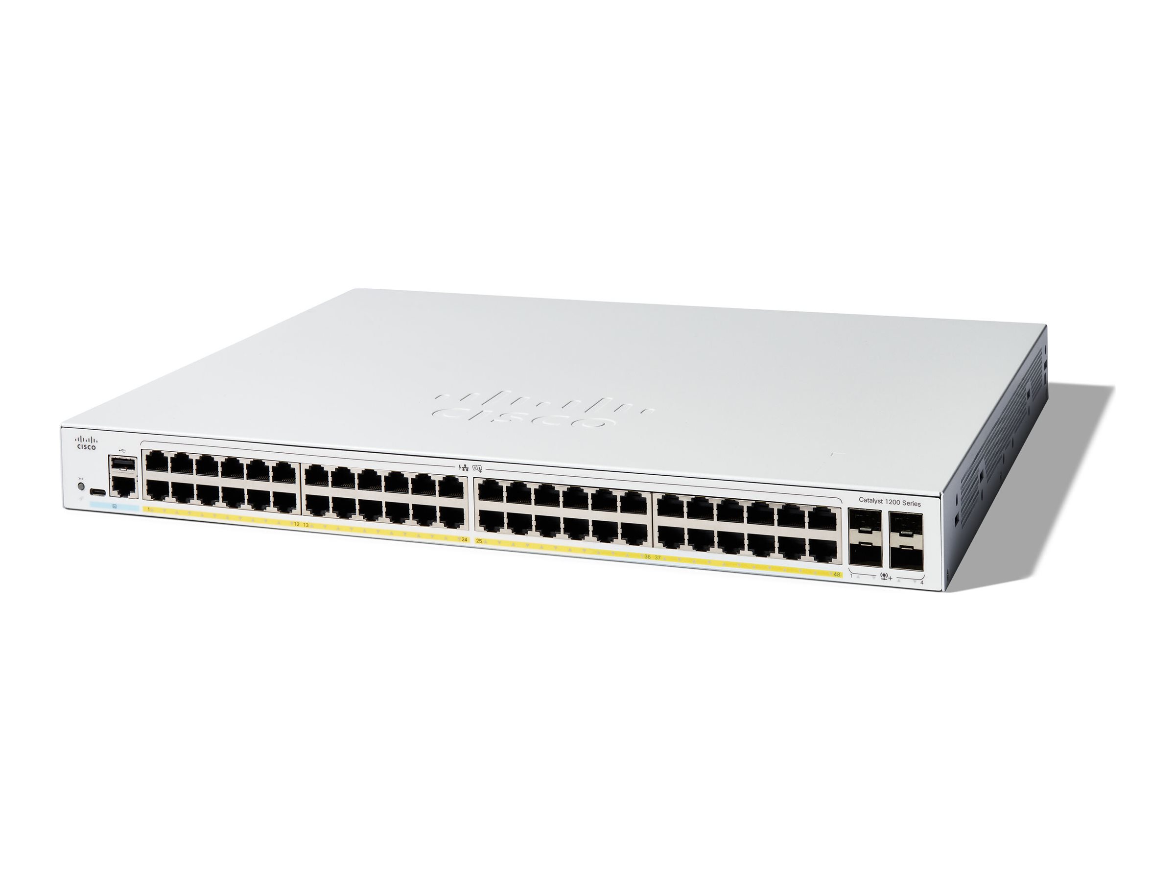 CISCO Catalyst 1200 48-Port Switch / PoE+ with 375W power budget / 4 x 10G SFP+ Uplinks