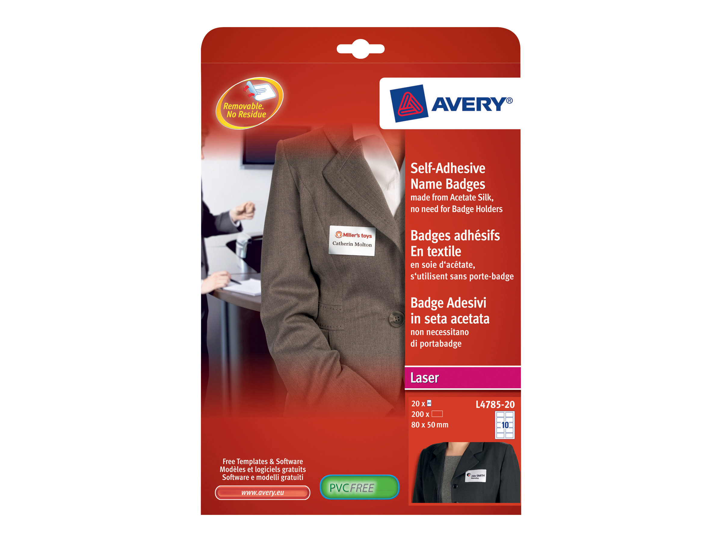 AVERY Zweckform Namensetiketten L478520 weiß 80,0 x 50,0 mm, 20 Blatt