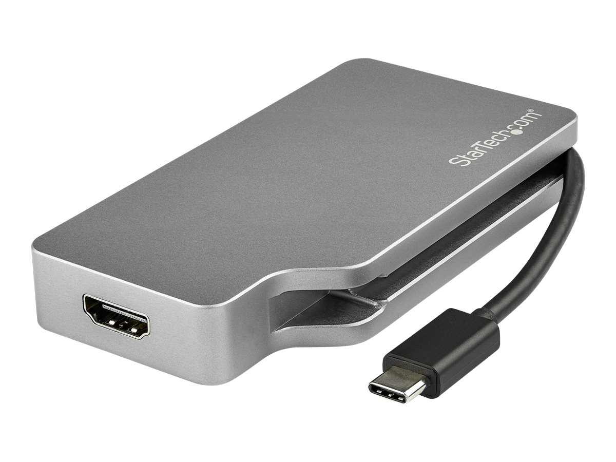 StarTech.com USB C Multiport Video Adapter with HDMI, VGA, Mini DisplayPort or DVI, USB Type C Monitor Adapter to HDMI 2.0 or mDP 1.2 (4K 60Hz), VGA or DVI (1080p), Space Gray Aluminum - 4-in-1 USB-C Converter (CDPVDHDMDP2G) - Videoschnittstellen-Converte