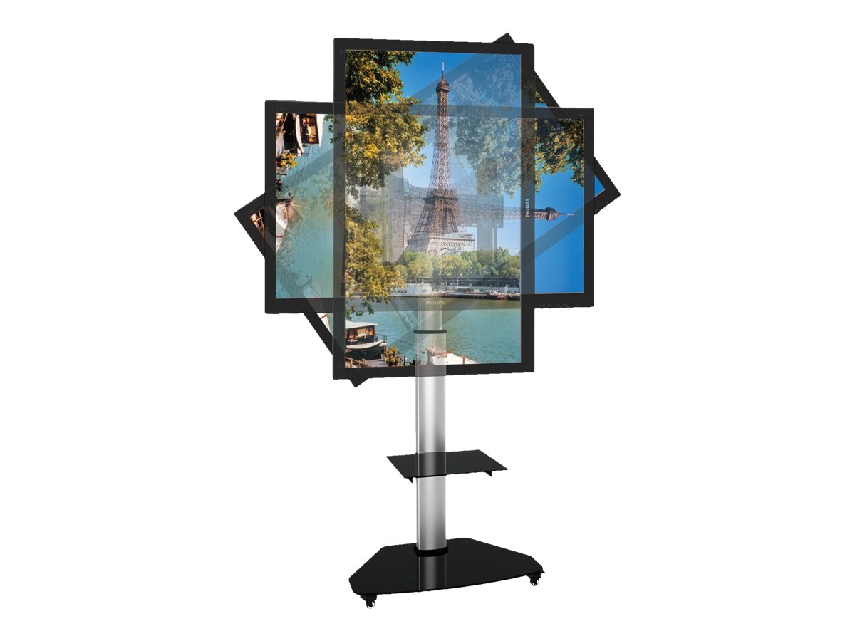 TECHLY TV Trolley silber fuer 37-70 LED LCD Fernseher max. VESA Groesse unterstuezt 600x400.Halterung kann um 90Grad gedreht werden.