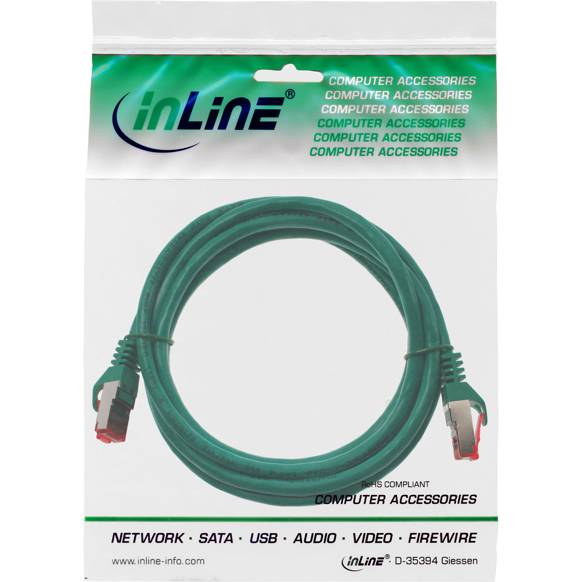 INLINE Patchkabel Cat.6 250MHz PVC CCA gruen 0,5m INLINE Patchkabel Cat.6 250MHz PVC CCA gruen 0,5m