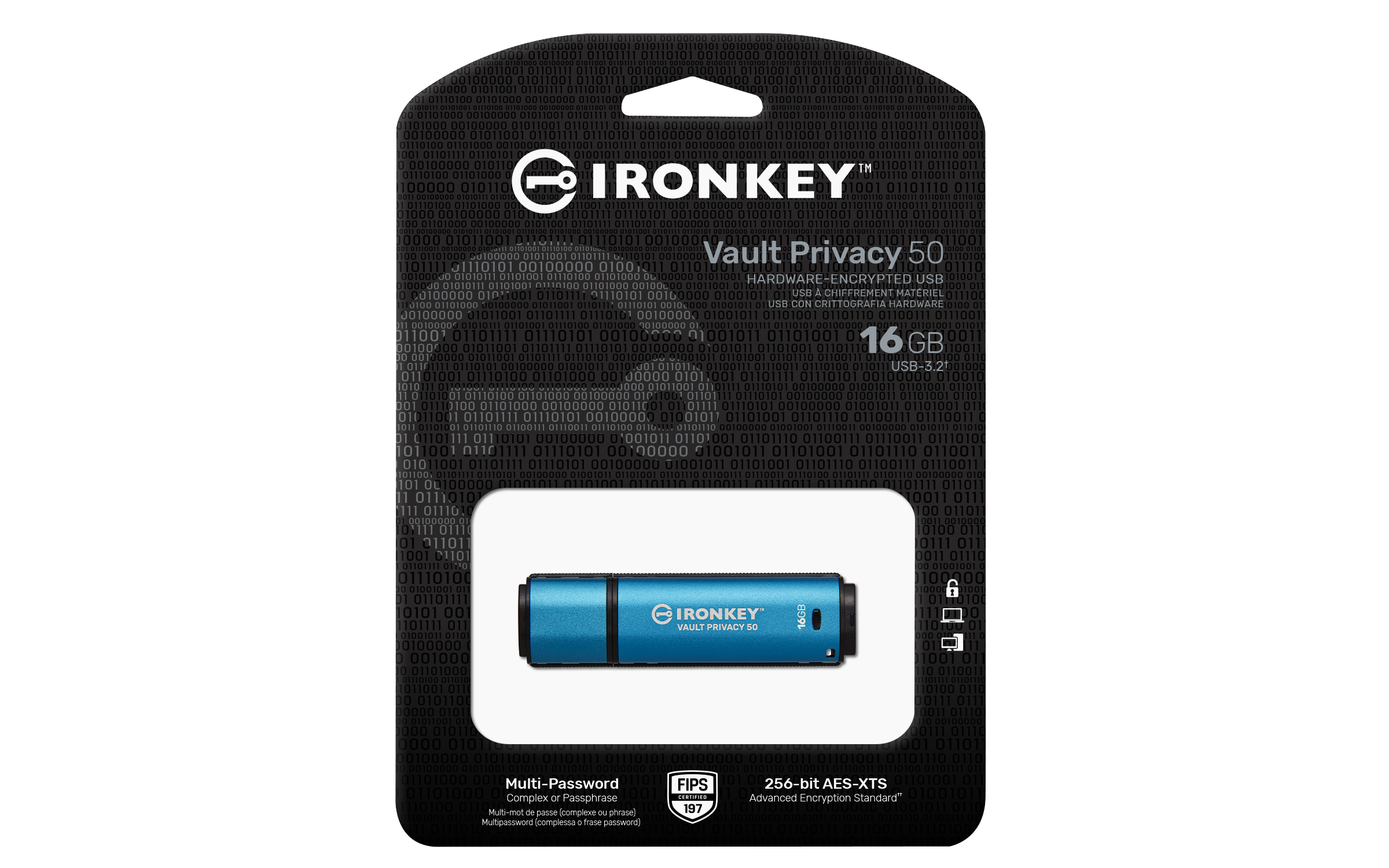 KINGSTON 16GB IronKey Vault Privacy 50 USB AES256 Encrypted FIPS 197