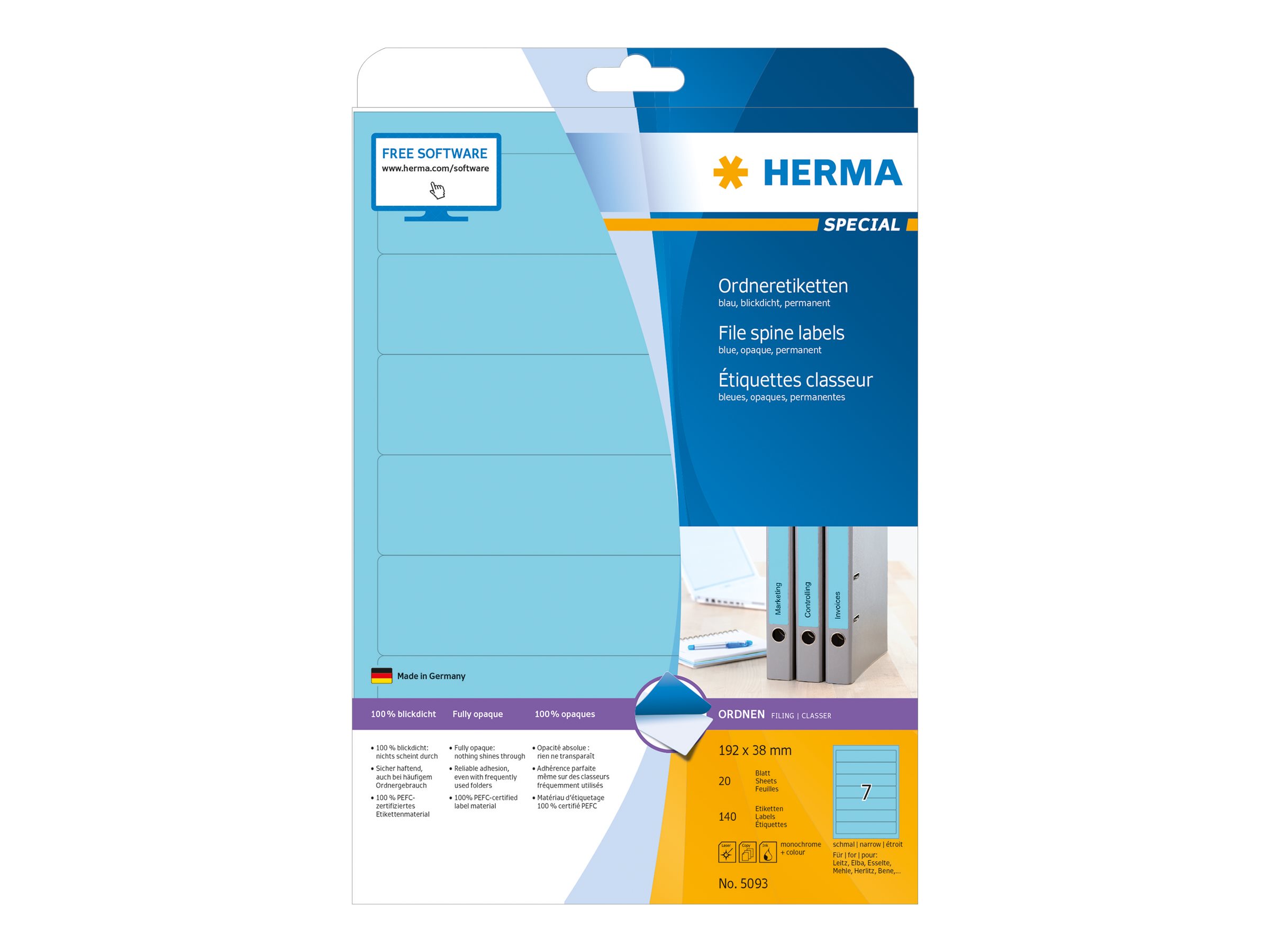 140 HERMA Ordneretiketten 5093 blau 140 HERMA Ordneretiketten 5093 blau