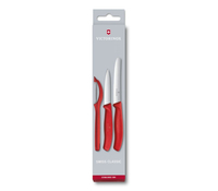 Victorinox Swiss Classic Gemuesemesser-Set mit Schaeler, 3-teilig, rot Victorinox Swiss Classic Gemuesemesser-Set mit Schaeler, 3-teilig, rot